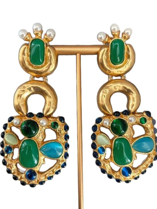 Schiaparelli Jewelry - Schiaparelli Gemstone Drop Earrings